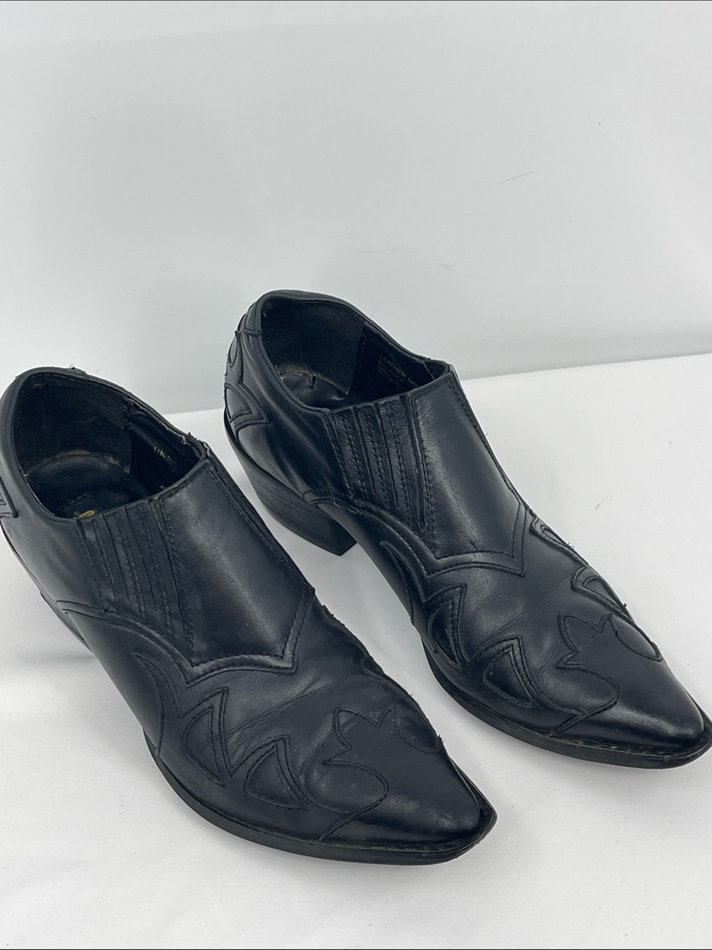 Durango Black Western Slip-On Leather Cowboy Booties WOMENS SIZE 8.5M